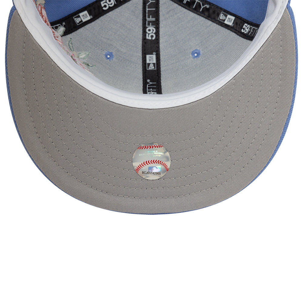 Los Angeles Dodger MLB Floral 59Fifty New Era Light Blue/White Official Team Hat Sports Fan Cap