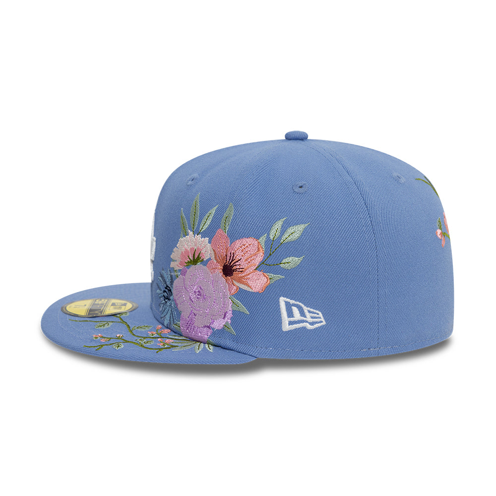 Los Angeles Dodger MLB Floral 59Fifty New Era Light Blue/White Official Team Hat Sports Fan Cap