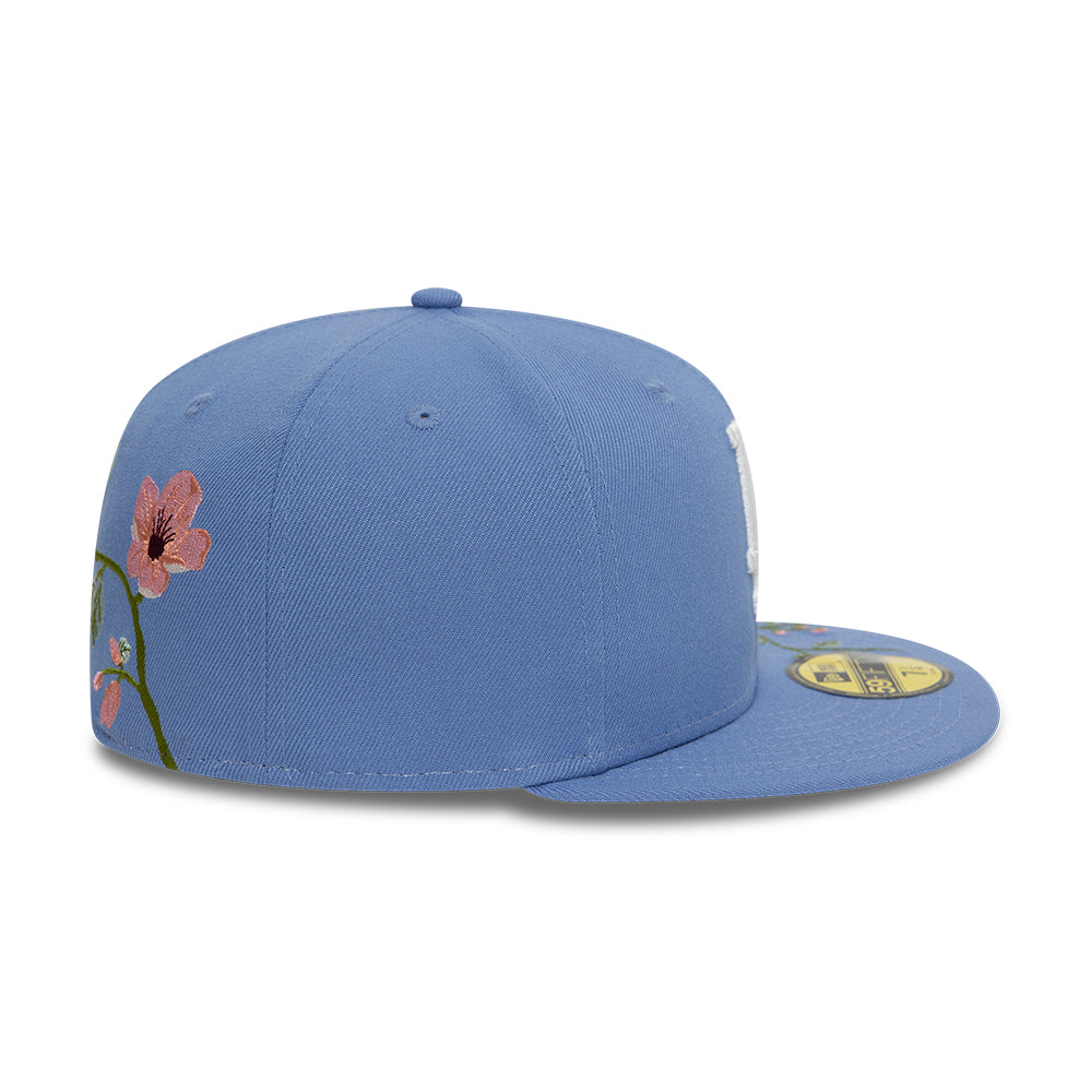 Los Angeles Dodger MLB Floral 59Fifty New Era Light Blue/White Official Team Hat Sports Fan Cap