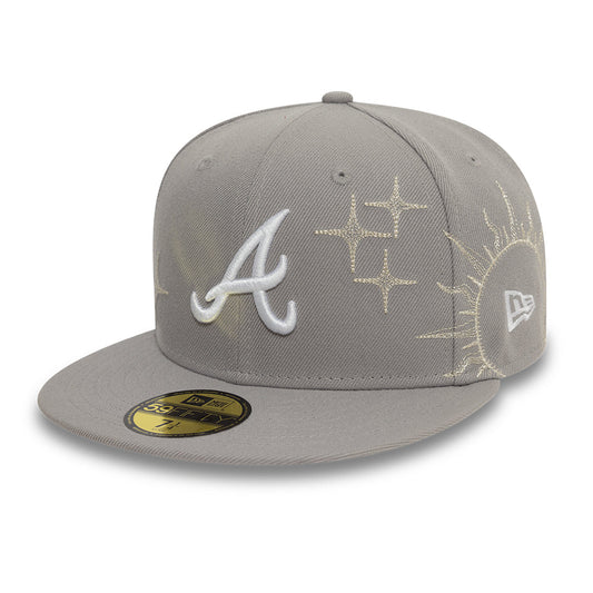 Atlanta Braves MLB Zodiac 59FIFTY Fitted New Era Grey Official Team Hat Sports Fan Cap
