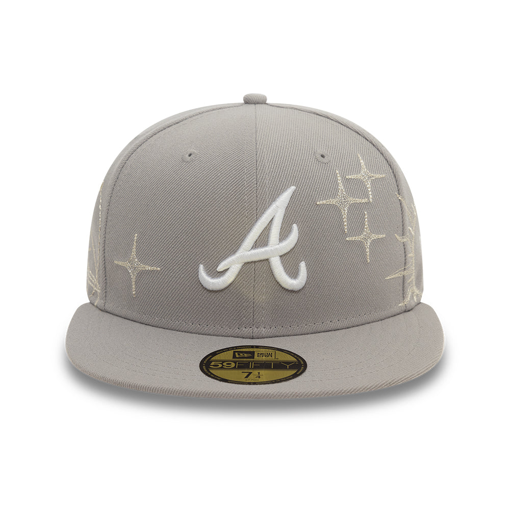 Atlanta Braves MLB Zodiac 59FIFTY Fitted New Era Grey Official Team Hat Sports Fan Cap
