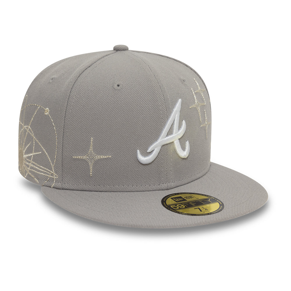 Atlanta Braves MLB Zodiac 59FIFTY Fitted New Era Grey Official Team Hat Sports Fan Cap