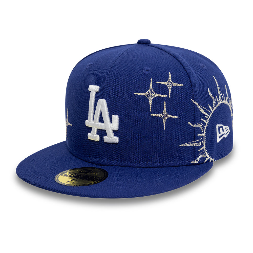 Los Angeles Dodgers MLB Zodiac 59FIFTY Fitted New Era Blue Official Team Hat Sports Fan Cap