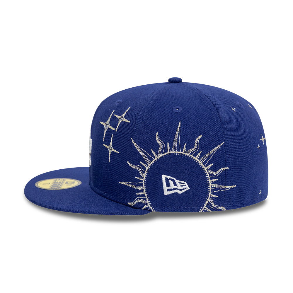 Los Angeles Dodgers MLB Zodiac 59FIFTY Fitted New Era Blue Official Team Hat Sports Fan Cap