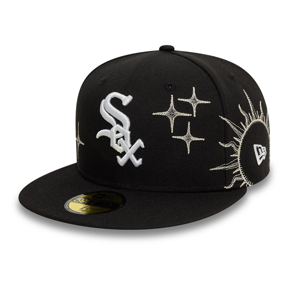 Chicago White Sox MLB Zodiac 59FIFTY Fitted New Era Black Official Team Hat Sports Fan Cap