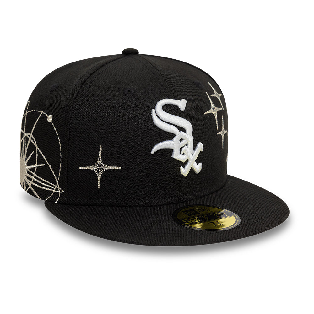 Chicago White Sox MLB Zodiac 59FIFTY Fitted New Era Black Official Team Hat Sports Fan Cap