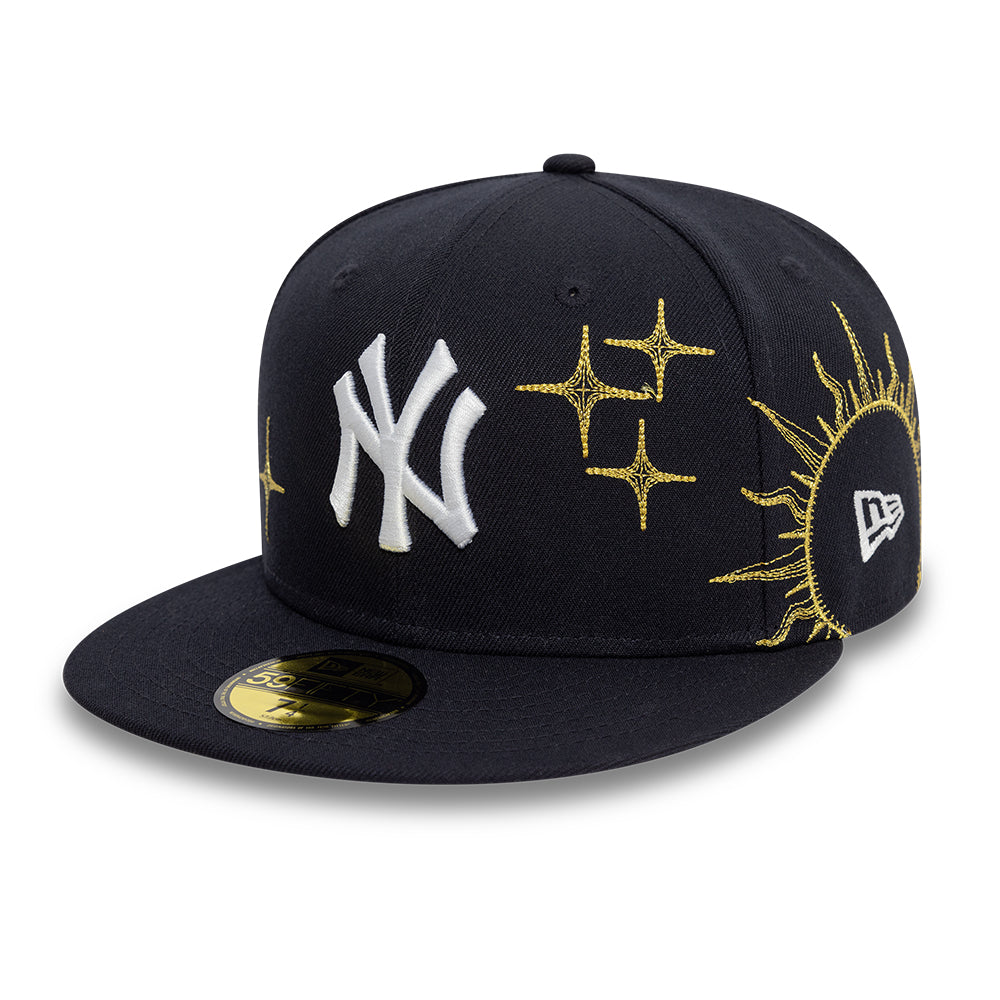 New York Yankees MLB Zodiac 59FIFTY Fitted New Era Navy Official Team Hat Sports Fan Cap