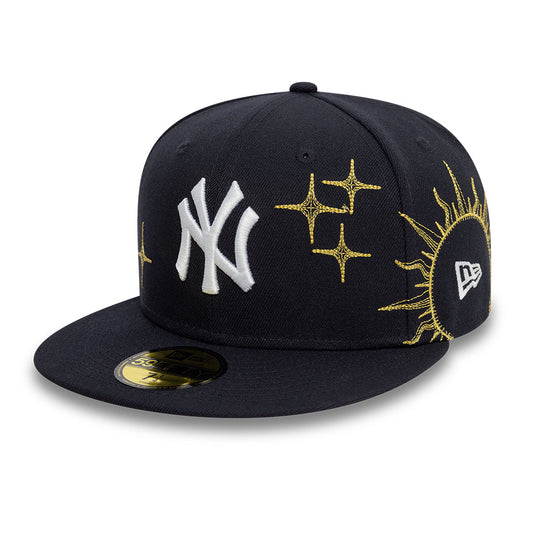 New York Yankees MLB Zodiac 59FIFTY Fitted New Era Navy Official Team Hat Sports Fan Cap