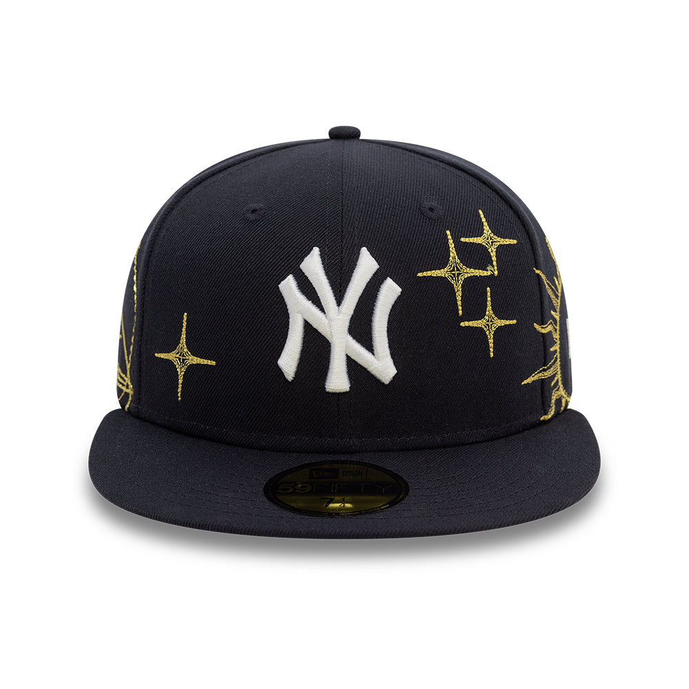 New York Yankees MLB Zodiac 59FIFTY Fitted New Era Navy Official Team Hat Sports Fan Cap