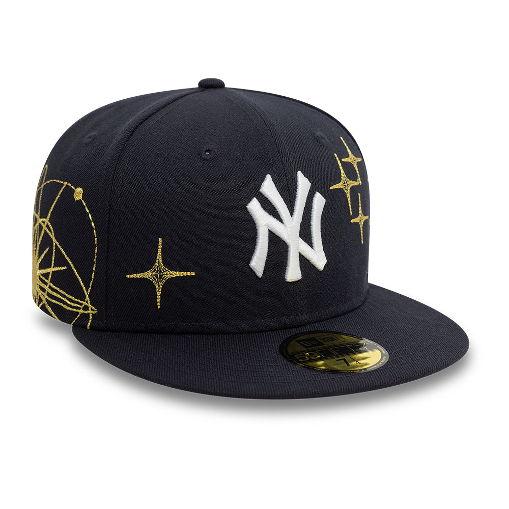 New York Yankees MLB Zodiac 59FIFTY Fitted New Era Navy Official Team Hat Sports Fan Cap
