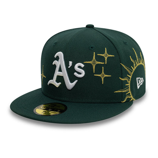 Oakland Athletics MLB Zodiac 59FIFTY Fitted New Era Green Official Team Hat Sports Fan Cap