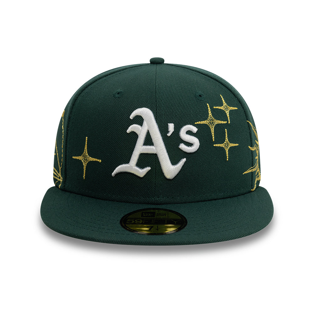 Oakland Athletics MLB Zodiac 59FIFTY Fitted New Era Green Official Team Hat Sports Fan Cap