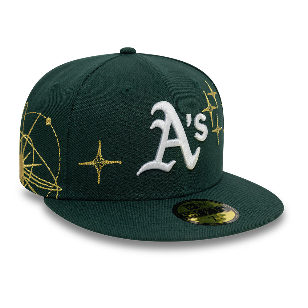 Oakland Athletics MLB Zodiac 59FIFTY Fitted New Era Green Official Team Hat Sports Fan Cap