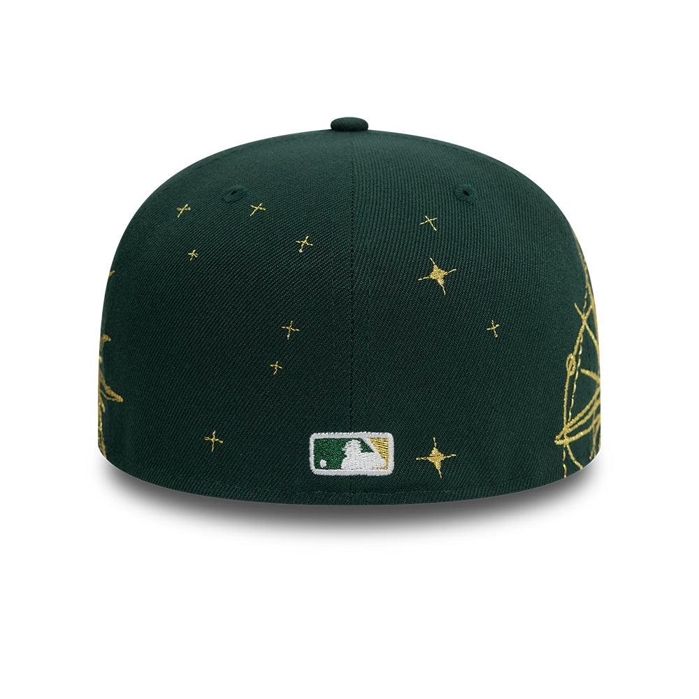 Oakland Athletics MLB Zodiac 59FIFTY Fitted New Era Green Official Team Hat Sports Fan Cap