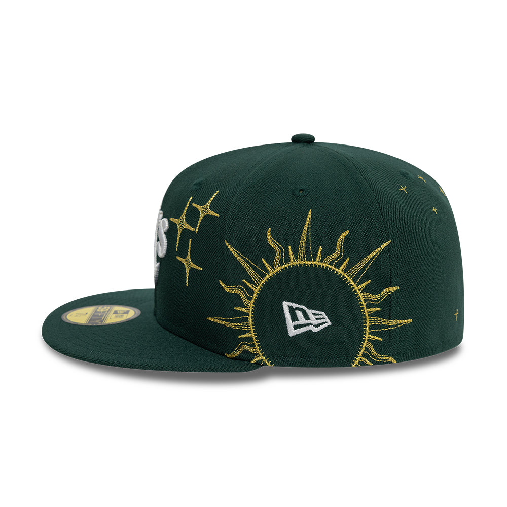 Oakland Athletics MLB Zodiac 59FIFTY Fitted New Era Green Official Team Hat Sports Fan Cap