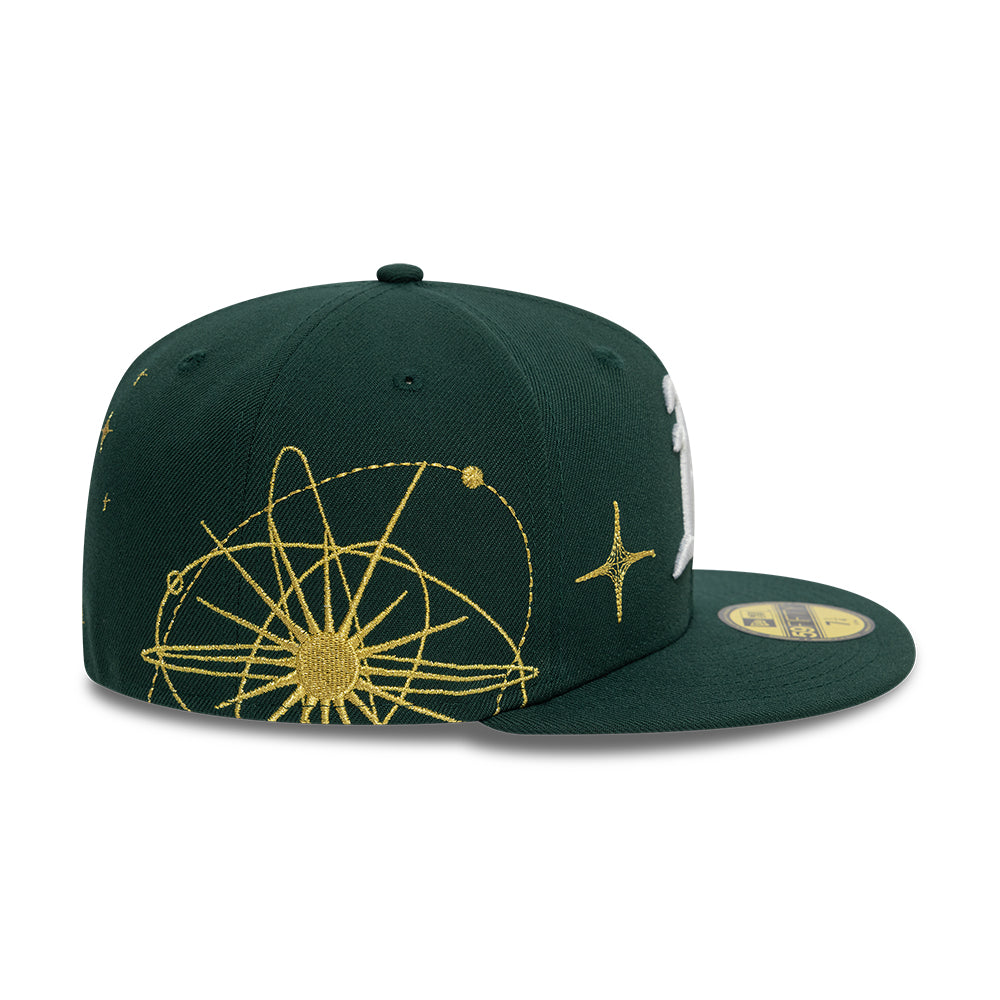 Oakland Athletics MLB Zodiac 59FIFTY Fitted New Era Green Official Team Hat Sports Fan Cap