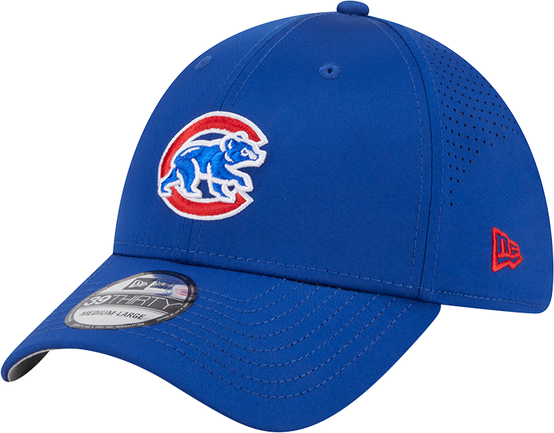 MLB Chicago Cubs New Era Mid Perf 39THIRTY Flex Fit Hat - Blue Official Team Hat Sports Fan Cap
