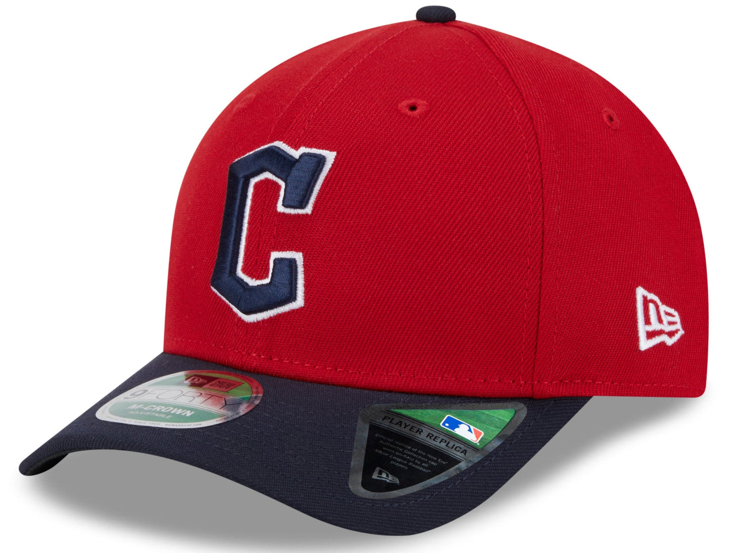 Cleveland Guardians Red/Navy New Era Player Replica M-Crown 9FORTY Adjustable Hat Official Team Hat Sports Fan Cap