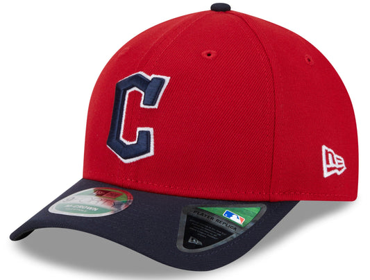 Cleveland Guardians Red/Navy New Era Player Replica M-Crown 9FORTY Adjustable Hat Official Team Hat Sports Fan Cap