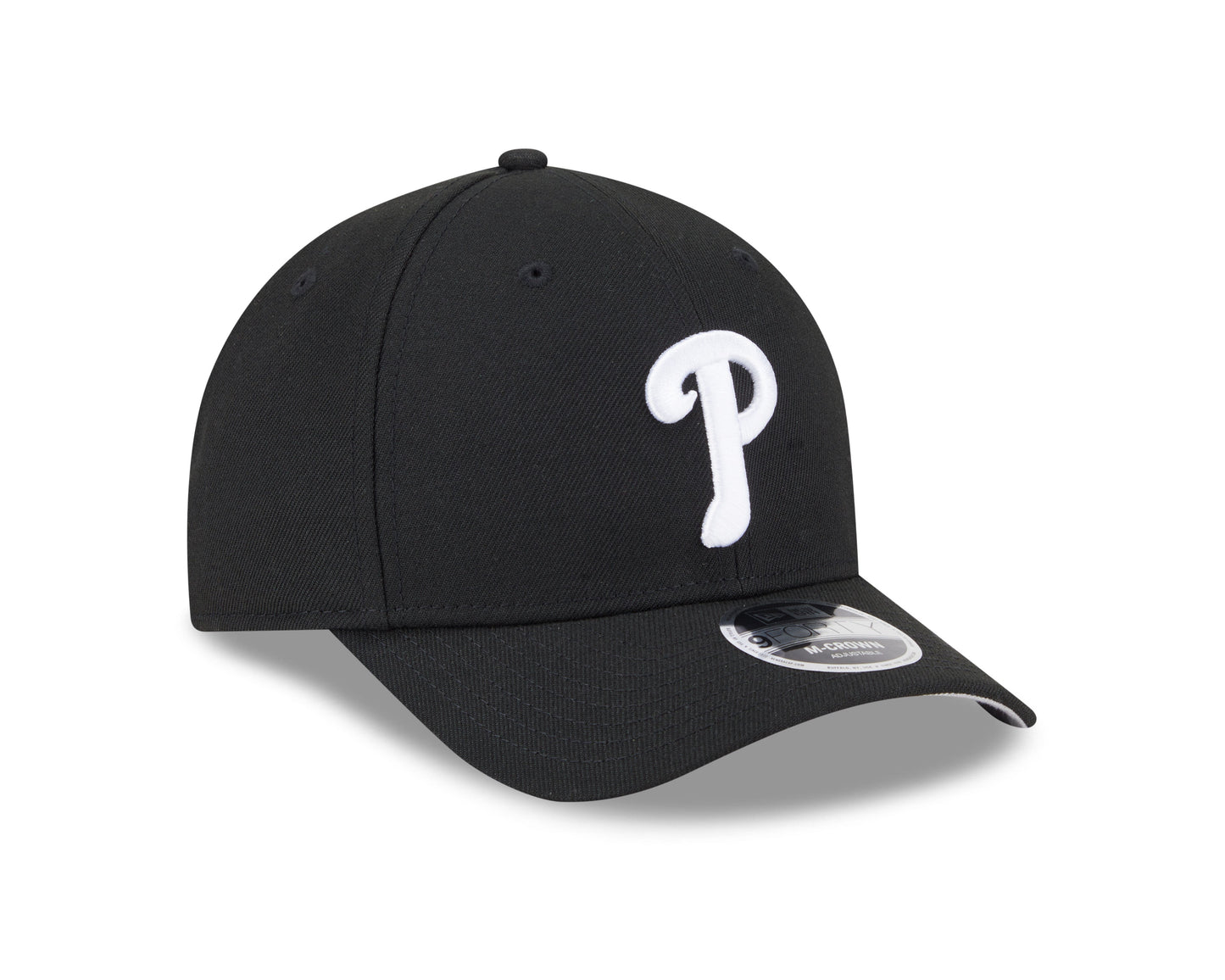 Philadelphia Phillies Black and White New Era M-Crown 9FORTY Adjustable Hat Official Team Hat Sports Fan Cap