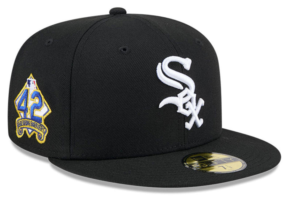 Chicago White Sox Jackie Robinson Day 25 New Era Black Game Authentic Collection On-Field 59FIFTY Fitted Hat Official Team Hat Sports Fan Cap