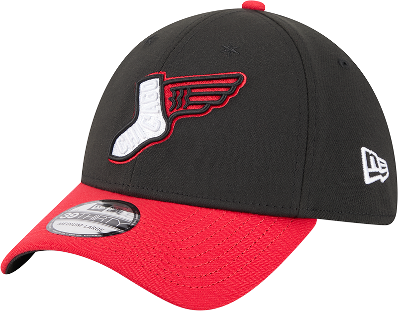 Chicago White Sox 2025 City Connect Alternate Black/Red New Era 39THIRTY Flex Fit Hat Official Team Hat Sports Fan Cap