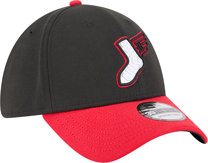 Chicago White Sox 2025 City Connect Alternate Black/Red New Era 39THIRTY Flex Fit Hat Official Team Hat Sports Fan Cap