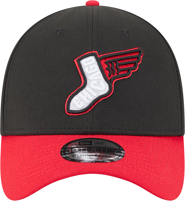 Chicago White Sox 2025 City Connect Alternate Black/Red New Era 39THIRTY Flex Fit Hat Official Team Hat Sports Fan Cap