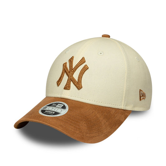 New York Yankees Womens Faux Suede MLB 9FORTY Strapback New Era LTC/CAM Official Team Hat Sports Fan Cap