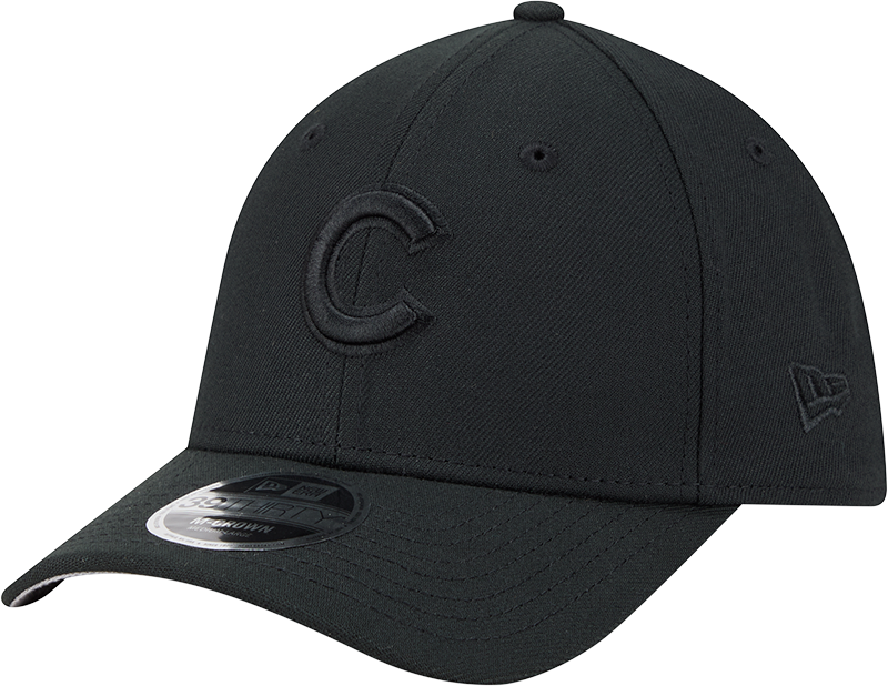 Chicago Cubs New Era M-Crown 39Thirty Black Tonal Flex Fit Hat Official Team Hat Sports Fan Cap