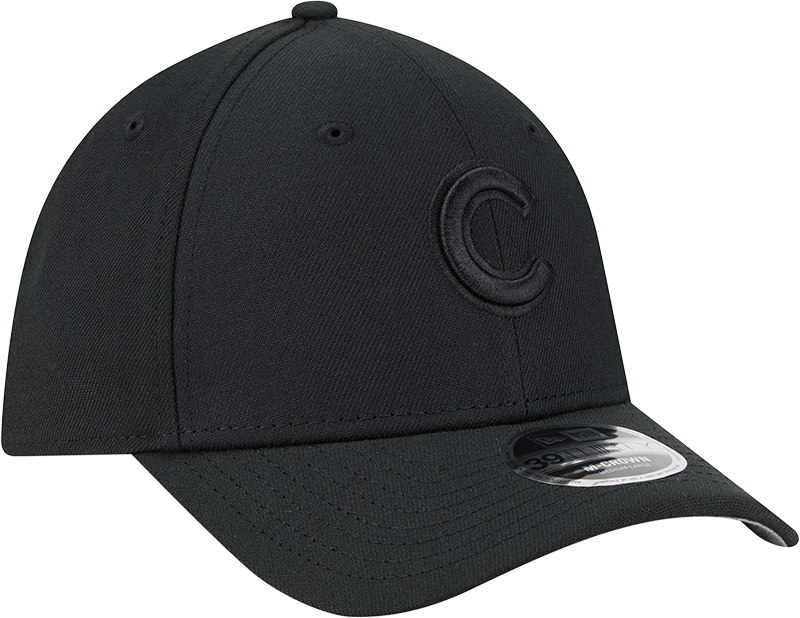 Chicago Cubs New Era M-Crown 39Thirty Black Tonal Flex Fit Hat Official Team Hat Sports Fan Cap
