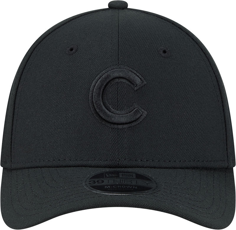 Chicago Cubs New Era M-Crown 39Thirty Black Tonal Flex Fit Hat Official Team Hat Sports Fan Cap