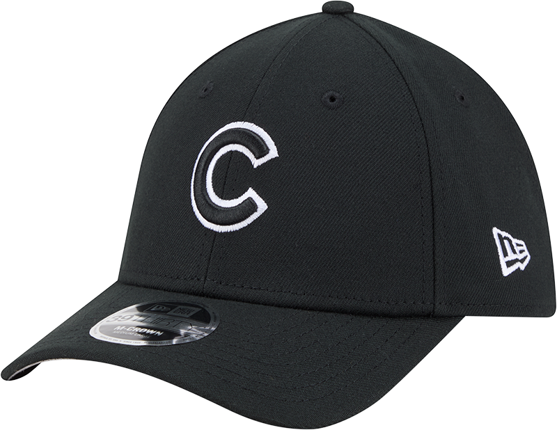 Chicago Cubs New Era M-Crown 39Thirty Black/White Flex Fit Hat Official Team Hat Sports Fan Cap