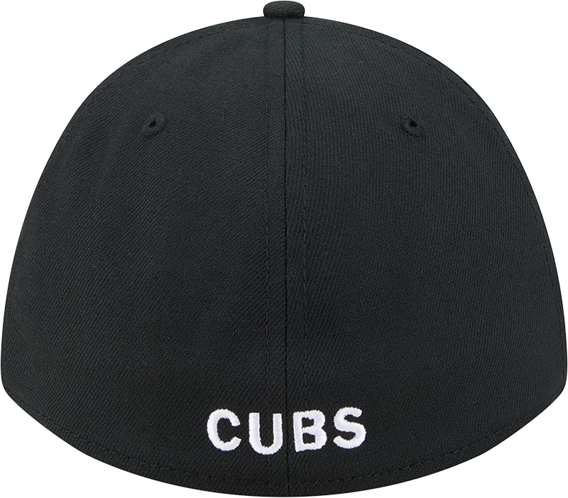 Chicago Cubs New Era M-Crown 39Thirty Black/White Flex Fit Hat Official Team Hat Sports Fan Cap