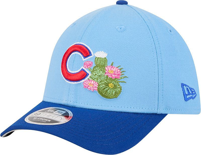 Chicago Cubs New Era 2026 Spring Training M-Crown 39Thirty Player Replica Blue Flex Fit Hat Official Team Hat Sports Fan Cap