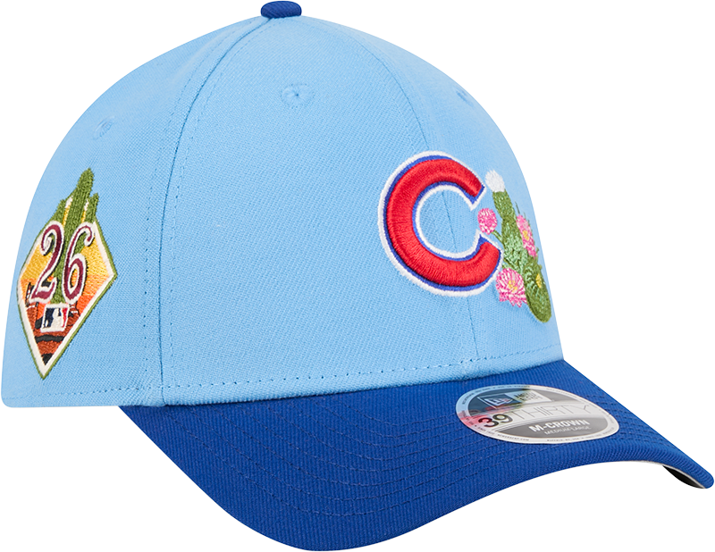 Chicago Cubs New Era 2026 Spring Training M-Crown 39Thirty Player Replica Blue Flex Fit Hat Official Team Hat Sports Fan Cap