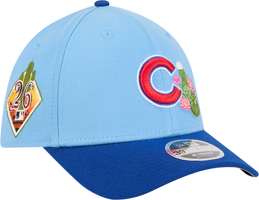Chicago Cubs New Era 2026 Spring Training M-Crown 39Thirty Player Replica Blue Flex Fit Hat Official Team Hat Sports Fan Cap