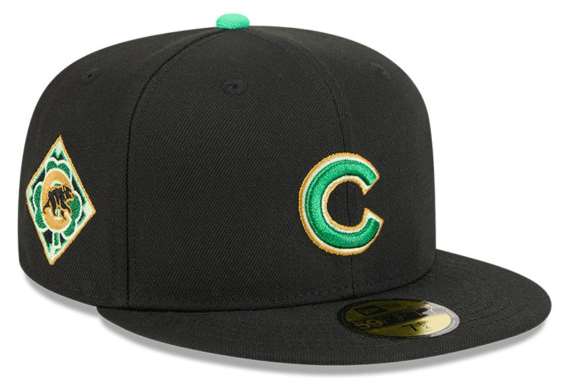 Men's Chicago Cubs New Era Black 2026 St. Patrick's Day Authentic Collection On-Field 59FIFTY Fitted Hat Official Team Hat Sports Fan Cap