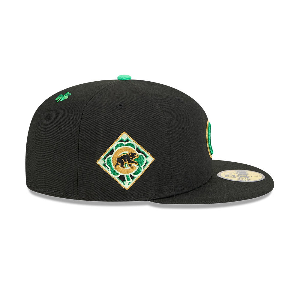 Men's Chicago Cubs New Era Black 2026 St. Patrick's Day Authentic Collection On-Field 59FIFTY Fitted Hat Official Team Hat Sports Fan Cap