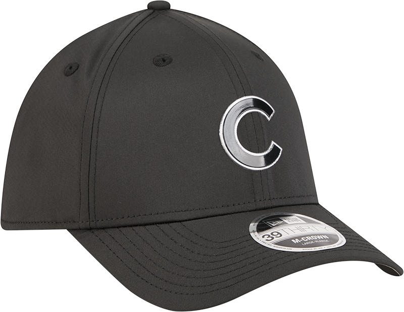 Chicago Cubs New Era M-Crown 39Thirty Metallic Black Performance Flex Fit Hat Official Team Hat Sports Fan Cap