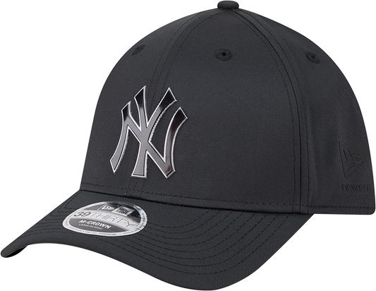 New York Yankees New Era M-Crown 39Thirty Metallic Black Performance Flex Fit Hat Official Team Hat Sports Fan Cap