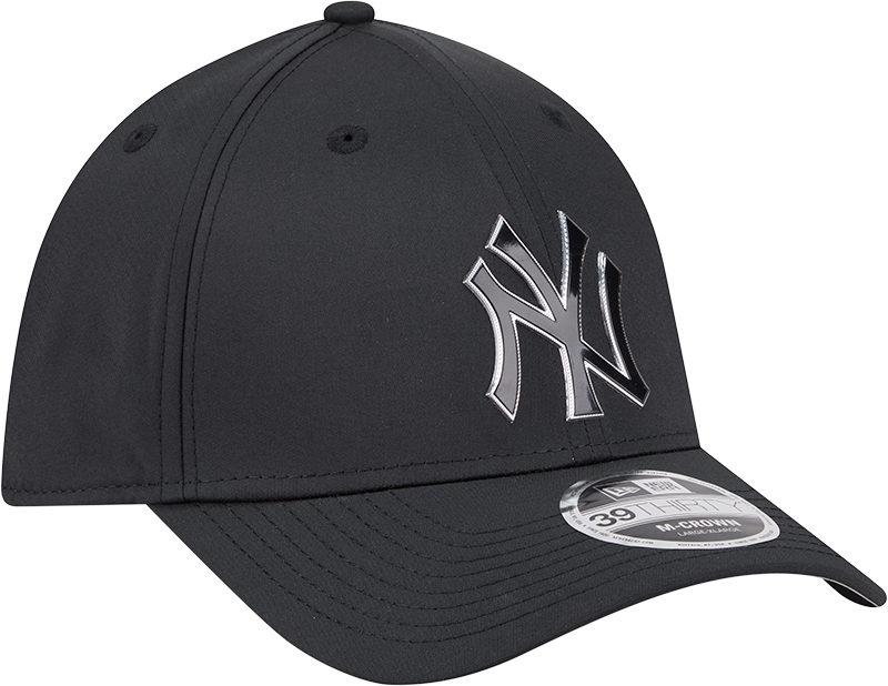 New York Yankees New Era M-Crown 39Thirty Metallic Black Performance Flex Fit Hat Official Team Hat Sports Fan Cap