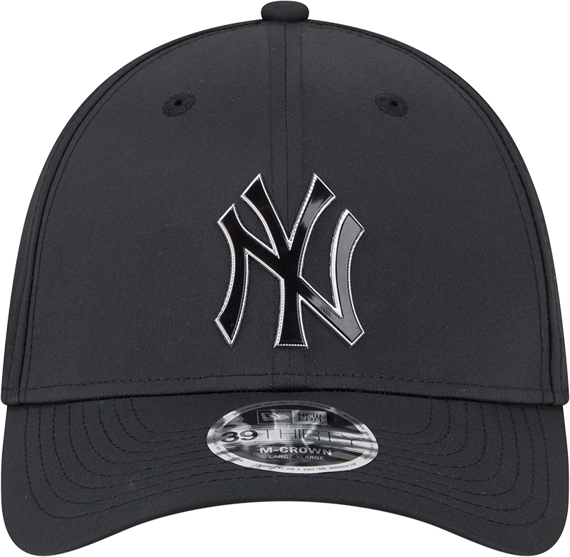 New York Yankees New Era M-Crown 39Thirty Metallic Black Performance Flex Fit Hat Official Team Hat Sports Fan Cap