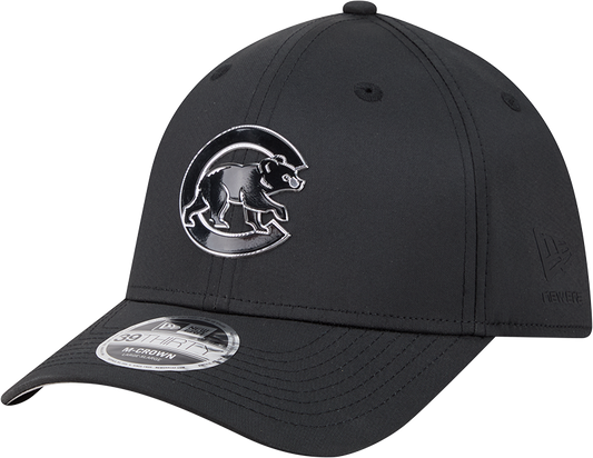 Chicago Cubs New Era M-Crown 39Thirty Metallic Black Performance Flex Fit Hat-Crawling Bear Official Team Hat Sports Fan Cap