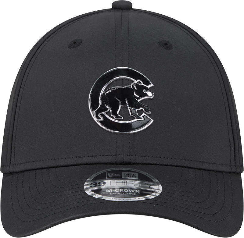 Chicago Cubs New Era M-Crown 39Thirty Metallic Black Performance Flex Fit Hat-Crawling Bear Official Team Hat Sports Fan Cap