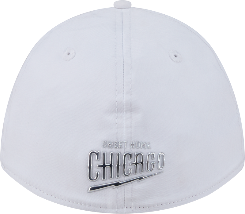 Chicago Cubs New Era M-Crown 39Thirty Alternate 2 Metallic White Performance Flex Fit Hat Official Team Hat Sports Fan Cap