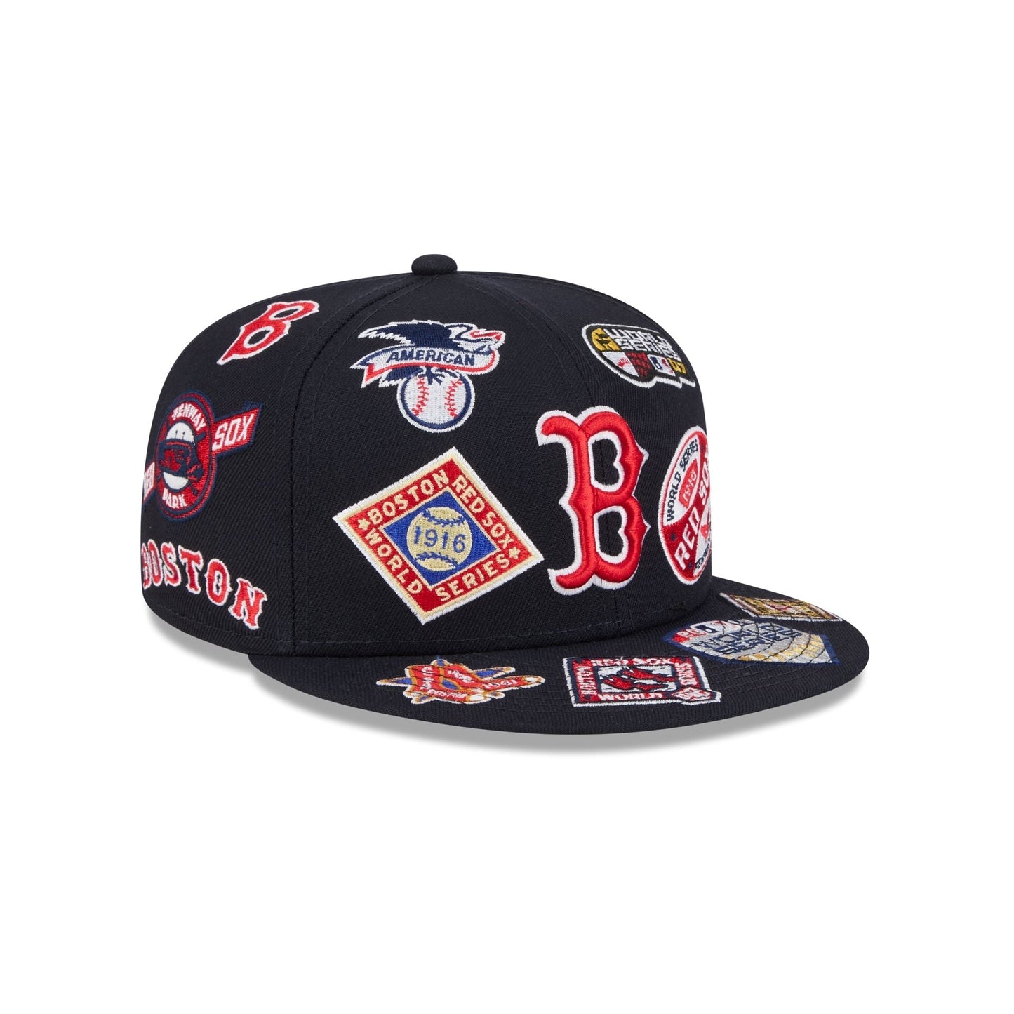 Boston Red Sox MLB All Over Patch 59FIFTY New Era Official Team Hat Sports Fan Cap