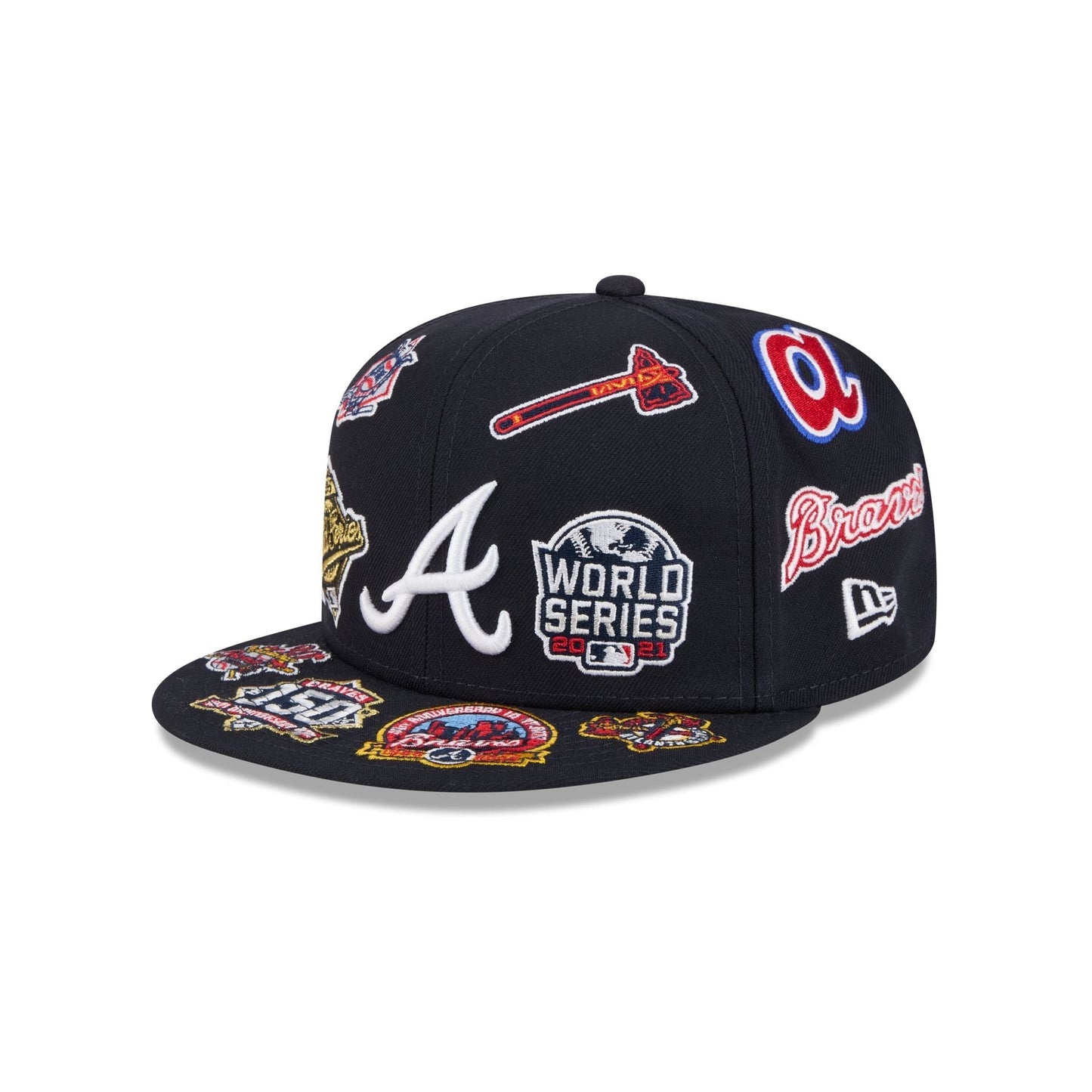 Atlanta Braves MLB All Over Patch 59FIFTY Fitted New Era Official Team Hat Sports Fan Cap