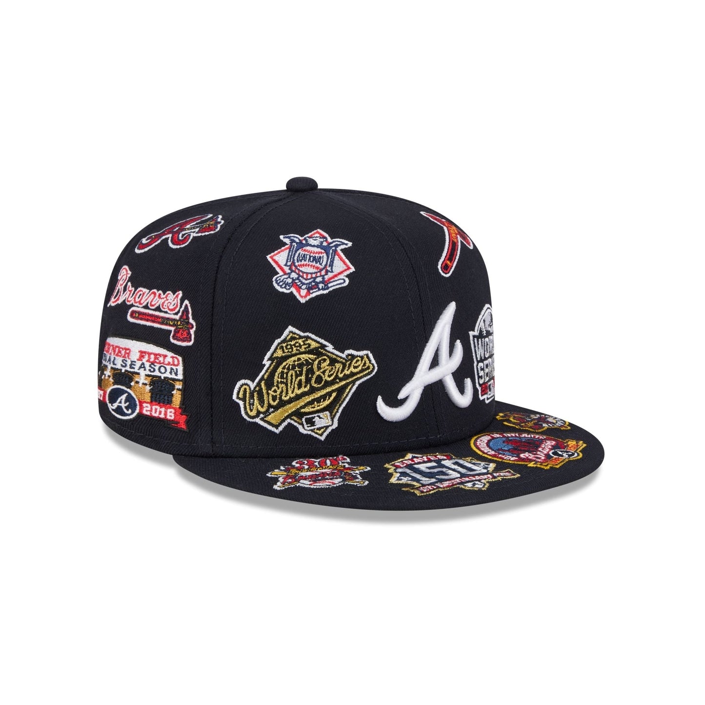 Atlanta Braves MLB All Over Patch 59FIFTY Fitted New Era Official Team Hat Sports Fan Cap