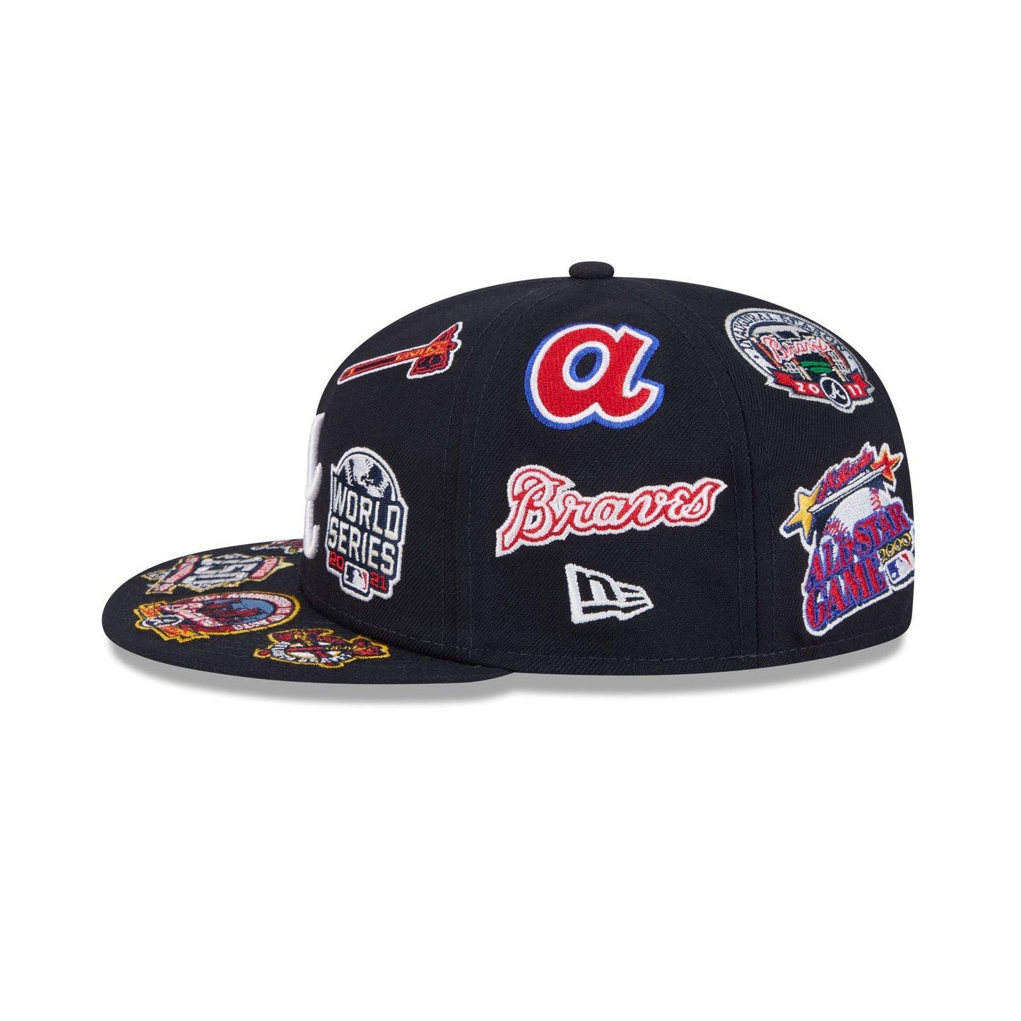 Atlanta Braves MLB All Over Patch 59FIFTY Fitted New Era Official Team Hat Sports Fan Cap
